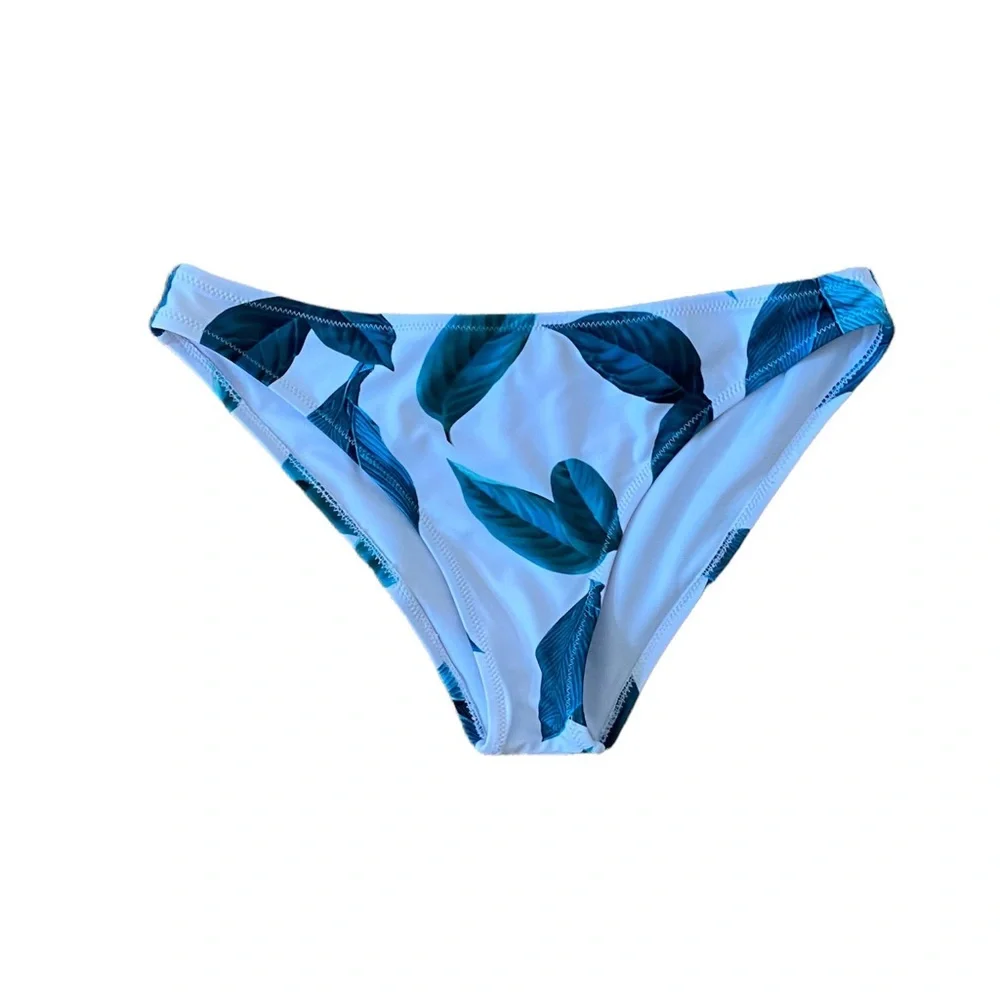 CUPSHE Fresh Leaves 2 Piece Bikini Wrap‎ Top White Green SMALL - Picture 7 of 12